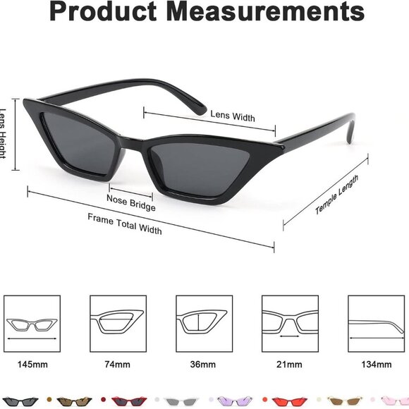 Small Cat Eye Sunglasses Women Vintage Square Shade UV400 Protection Gift - Picture 4 of 7
